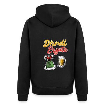 Trachtenshirt Damen Dirndl Ersatz - Unisex Premium Bio Zip Hoodie - Schwarz - Hinten - Nico (187cm)