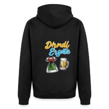 Trachtenshirt Damen Dirndl Ersatz - Unisex Premium Bio Zip Hoodie - Schwarz - Hinten - Nico (187cm)