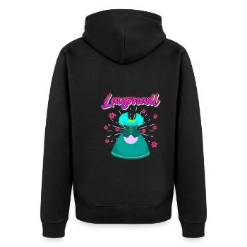 Dirndl Ersatz Lausmadl Damen Trachten - Unisex Premium Bio Zip Hoodie - Schwarz - Hinten - Nico (187cm)