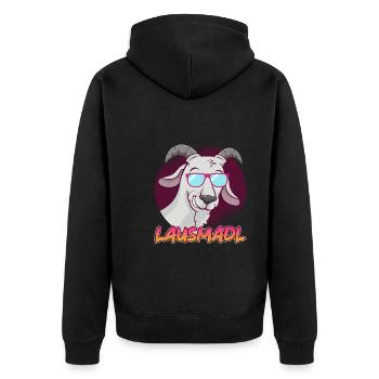 Lausmadl Lausmädchen - Unisex Premium Bio Zip Hoodie - Schwarz - Hinten - Nico (187cm)