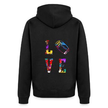 Eishockey Hockey Love - Unisex Premium Bio Zip Hoodie - Schwarz - Hinten - Nico (187cm)