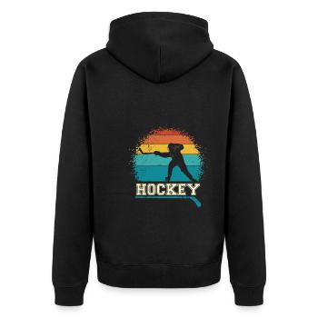 Eishockey Hockey Spieler - Unisex Premium Bio Zip Hoodie - Schwarz - Hinten - Nico (187cm)