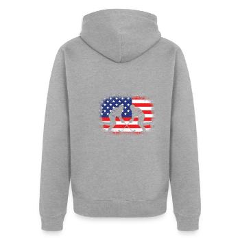 USA Eishockey Spieler Hockey Team - Unisex Premium Bio Zip Hoodie - Grau meliert - Hinten - Nico (187cm)