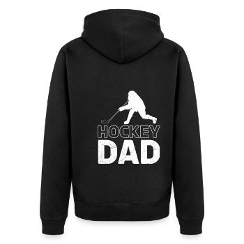 Eishockey Vater Hockey Papa - Unisex Premium Bio Zip Hoodie - Schwarz - Hinten - Nico (187cm)