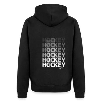 Hockey Hockey - Unisex Premium Bio Zip Hoodie - Schwarz - Hinten - Nico (187cm)