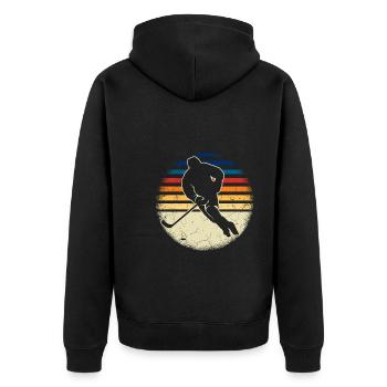 Eishockey Spieler Hockey - Unisex Premium Bio Zip Hoodie - Schwarz - Hinten - Nico (187cm)