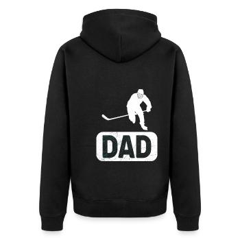 Eishockey Vater Hockey Papa - Unisex Premium Bio Zip Hoodie - Schwarz - Hinten - Nico (187cm)