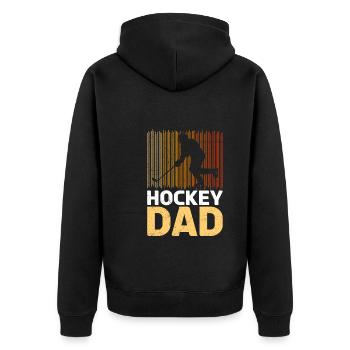 Eishockey Vater Hockey Papa - Unisex Premium Bio Zip Hoodie - Schwarz - Hinten - Nico (187cm)