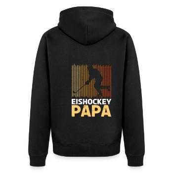 Eishockey Vater Hockey Papa - Unisex Premium Bio Zip Hoodie - Schwarz - Hinten - Nico (187cm)