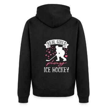 Les vraies filles jouent au hockey sur glace - Veste à capuche bio Premium Unisexe - noir - Dos - Nico (187cm)