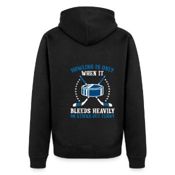 Ice hockey is only howled when it bleeds - Unisex Premium Organic Zip Hoodie - black - Back - Nico (187cm)