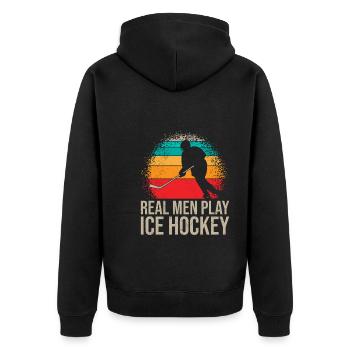 Les vrais gars jouent au hockey sur glace - Veste à capuche bio Premium Unisexe - noir - Dos - Nico (187cm)