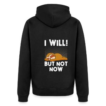 Sloth colleague I make motivation later - Unisex Premium Organic Zip Hoodie - black - Back - Nico (187cm)