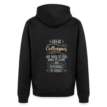 Job change great colleague retirement - Unisex Premium Organic Zip Hoodie - black - Back - Nico (187cm)