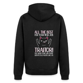 Good luck new job colleague job change - Unisex Premium Organic Zip Hoodie - black - Back - Nico (187cm)