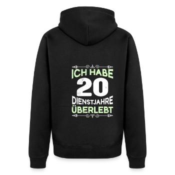 Dienstjubiläum 20 Jahre Arbeit Firmenjubiläum - Unisex Premium Bio Zip Hoodie - Schwarz - Hinten - Nico (187cm)