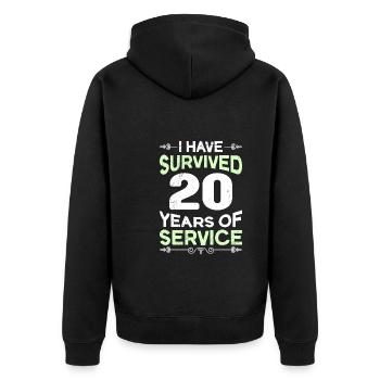 Dienstjubiläum 20 Jahre Arbeit Firmenjubiläum - Unisex Premium Bio Zip Hoodie - Schwarz - Hinten - Nico (187cm)