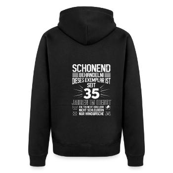 Dienstjubiläum 35 Arbeitsjahre Firmenjubiläum - Unisex Premium Bio Zip Hoodie - Schwarz - Hinten - Nico (187cm)