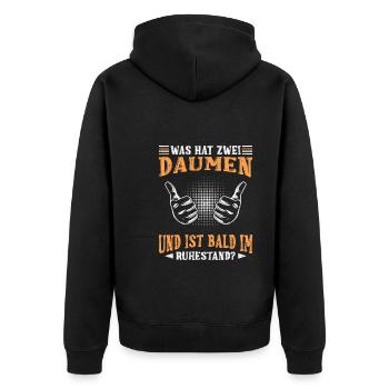Daumen hoch Ruhestand Kollege Abschied - Unisex Premium Bio Zip Hoodie - Schwarz - Hinten - Nico (187cm)