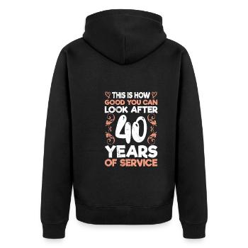 40 years of service 40 years of work anniversary - Unisex Premium Organic Zip Hoodie - black - Back - Nico (187cm)