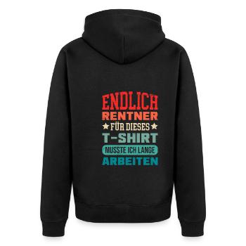 Endlich Rente Arbeitskollege Ruhestand - Unisex Premium Bio Zip Hoodie - Schwarz - Hinten - Nico (187cm)