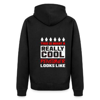 Cooler Renter Abschied Kollege Rente - Unisex Premium Bio Zip Hoodie - Schwarz - Hinten - Nico (187cm)