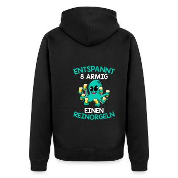 Entspannt achtarmig einen reinorgeln Saufen Party - Unisex Premium Bio Zip Hoodie - Schwarz - Hinten - Nico (187cm)