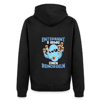 Entspannt achtarmig einen reinorgeln Saufen Party - Unisex Premium Bio Zip Hoodie - Schwarz - Hinten - Nico (187cm)