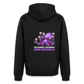 Achtarmig einen reinorgeln Bier - Unisex Premium Bio Zip Hoodie - Schwarz - Hinten - Nico (187cm)
