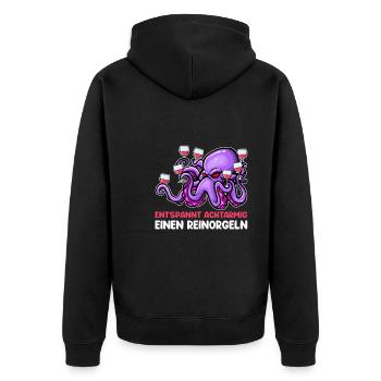 Achtarmig einen reinorgeln Bier - Unisex Premium Bio Zip Hoodie - Schwarz - Hinten - Nico (187cm)