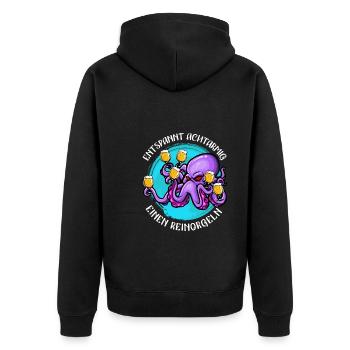 Saufen Spruch Entspannt achtarmig einen reinorgeln - Unisex Premium Bio Zip Hoodie - Schwarz - Hinten - Nico (187cm)