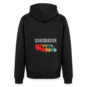 Schiedsrichter Evolution Schiri - Unisex Premium Bio Zip Hoodie - Schwarz - Hinten - Nico (187cm)