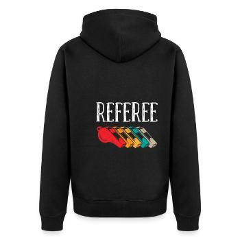 Schiedsrichter Evolution Schiri - Unisex Premium Bio Zip Hoodie - Schwarz - Hinten - Nico (187cm)