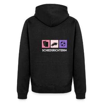 Vintage Schiedsrichterin - Unisex Premium Bio Zip Hoodie - Schwarz - Hinten - Nico (187cm)