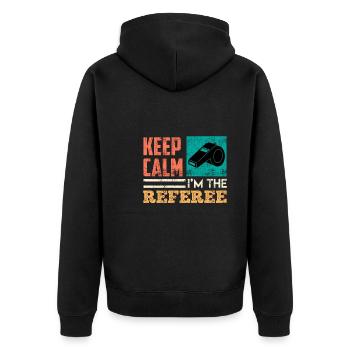 Ich bin der Schiedsrichter - Unisex Premium Bio Zip Hoodie - Schwarz - Hinten - Nico (187cm)