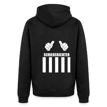 Schiedsrichter Outfit - Unisex Premium Bio Zip Hoodie - Schwarz - Hinten - Nico (187cm)