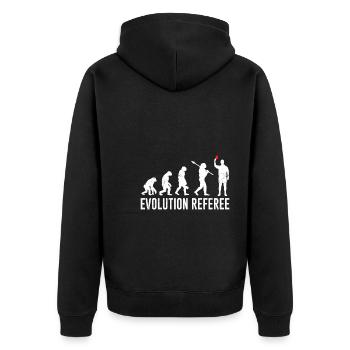 Evolution Referee - Unisex Premium Bio Zip Hoodie - Schwarz - Hinten - Nico (187cm)