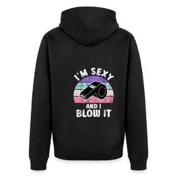 Je suis sexy et je le souffle SChiedsrichterin - Veste à capuche bio Premium Unisexe - noir - Dos - Nico (187cm)