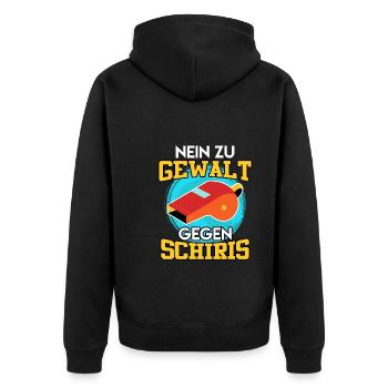 Nein zu Gewalt gegen Schiris Schiedsrichter - Unisex Premium Bio Zip Hoodie - Schwarz - Hinten - Nico (187cm)