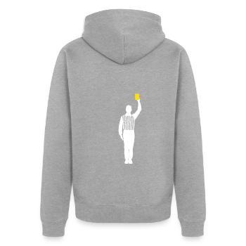 Carton jaune de l’arbitre Shiri Foul - Veste à capuche bio Premium Unisexe - gris chiné - Dos - Nico (187cm)