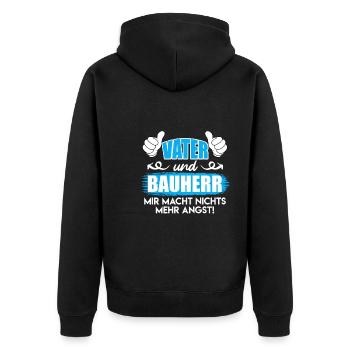 Vater und Bauherr Papa Eigenheim - Unisex Premium Bio Zip Hoodie - Schwarz - Hinten - Nico (187cm)