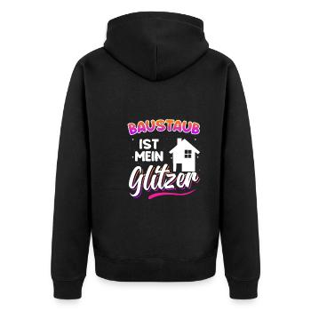 Bauherrin Bauherr Baustaub Eigenheim - Unisex Premium Bio Zip Hoodie - Schwarz - Hinten - Nico (187cm)