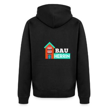 Bauherrin Eigenheim Hausbauer - Unisex Premium Bio Zip Hoodie - Schwarz - Hinten - Nico (187cm)