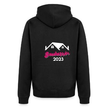 Bauherrin 2023 Eigenheim Tiny House Richtfest - Unisex Premium Bio Zip Hoodie - Schwarz - Hinten - Nico (187cm)