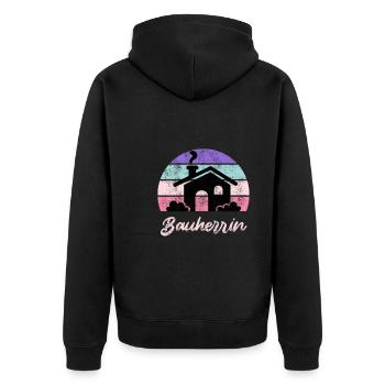 Eigenheim Bauherrin - Unisex Premium Bio Zip Hoodie - Schwarz - Hinten - Nico (187cm)