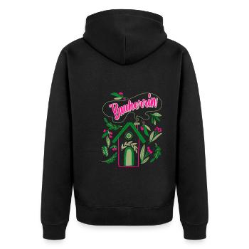 Bauherrin Eigenheim Damen - Unisex Premium Bio Zip Hoodie - Schwarz - Hinten - Nico (187cm)