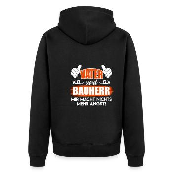 Vater und Bauherr Papa Eigenheim - Unisex Premium Bio Zip Hoodie - Schwarz - Hinten - Nico (187cm)