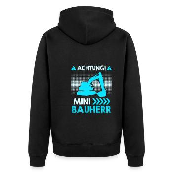 Achtung Bauleiter Bauherr Kinder - Unisex Premium Bio Zip Hoodie - Schwarz - Hinten - Nico (187cm)