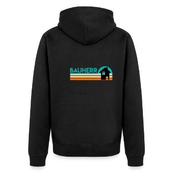 Bauherr Eigenheim Richtfest - Unisex Premium Bio Zip Hoodie - Schwarz - Hinten - Nico (187cm)