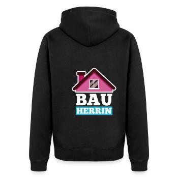 Bauherrin - Unisex Premium Bio Zip Hoodie - Schwarz - Hinten - Nico (187cm)